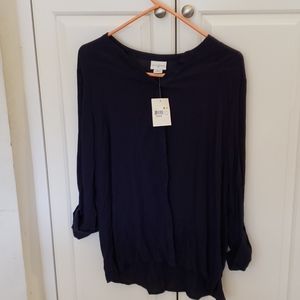 Jaclyn Smith button-down blouse navy blue